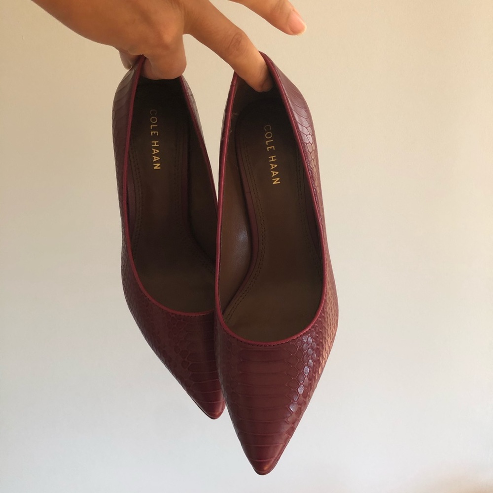 Cole Haan snakeskin pink heels